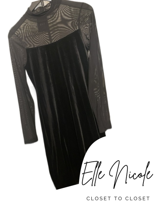 Dresses & Skirts - Black Velvet & Mesh Long Sleeve Dress